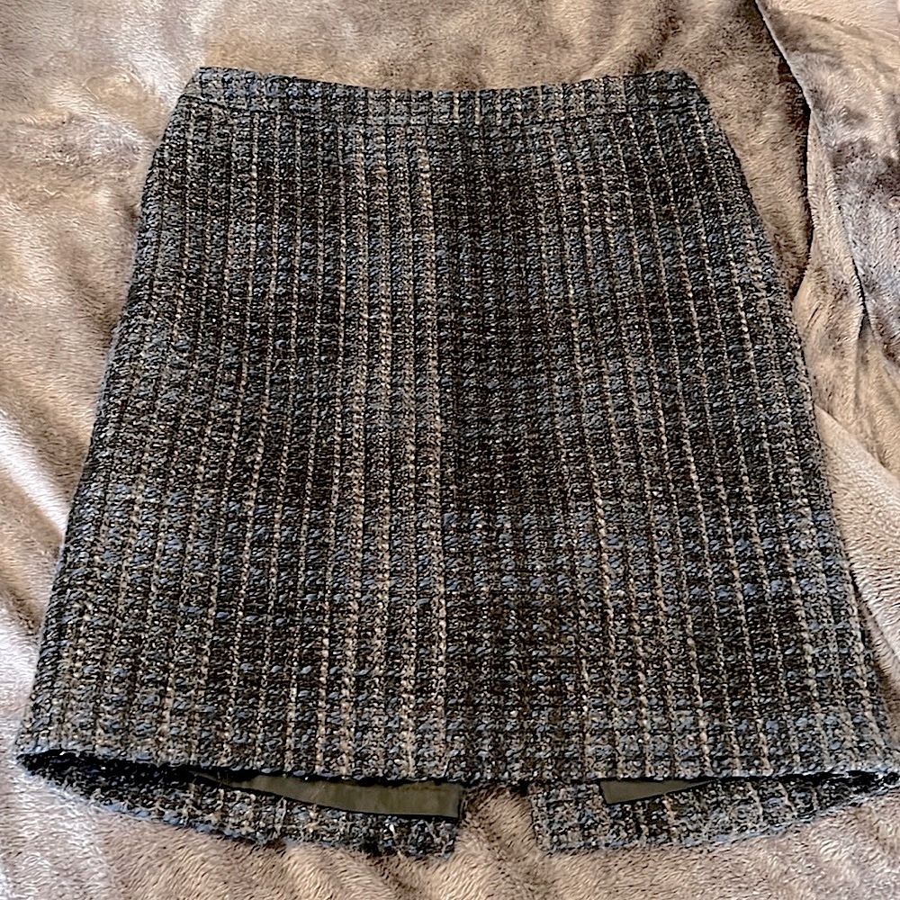Ann Taylor Blue Wool Blend Pencil Skirt